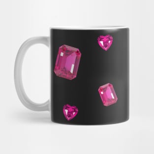 pink bedazzled gems heart shaped realistic sticker set Mug